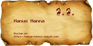 Hanus Hanna névjegykártya